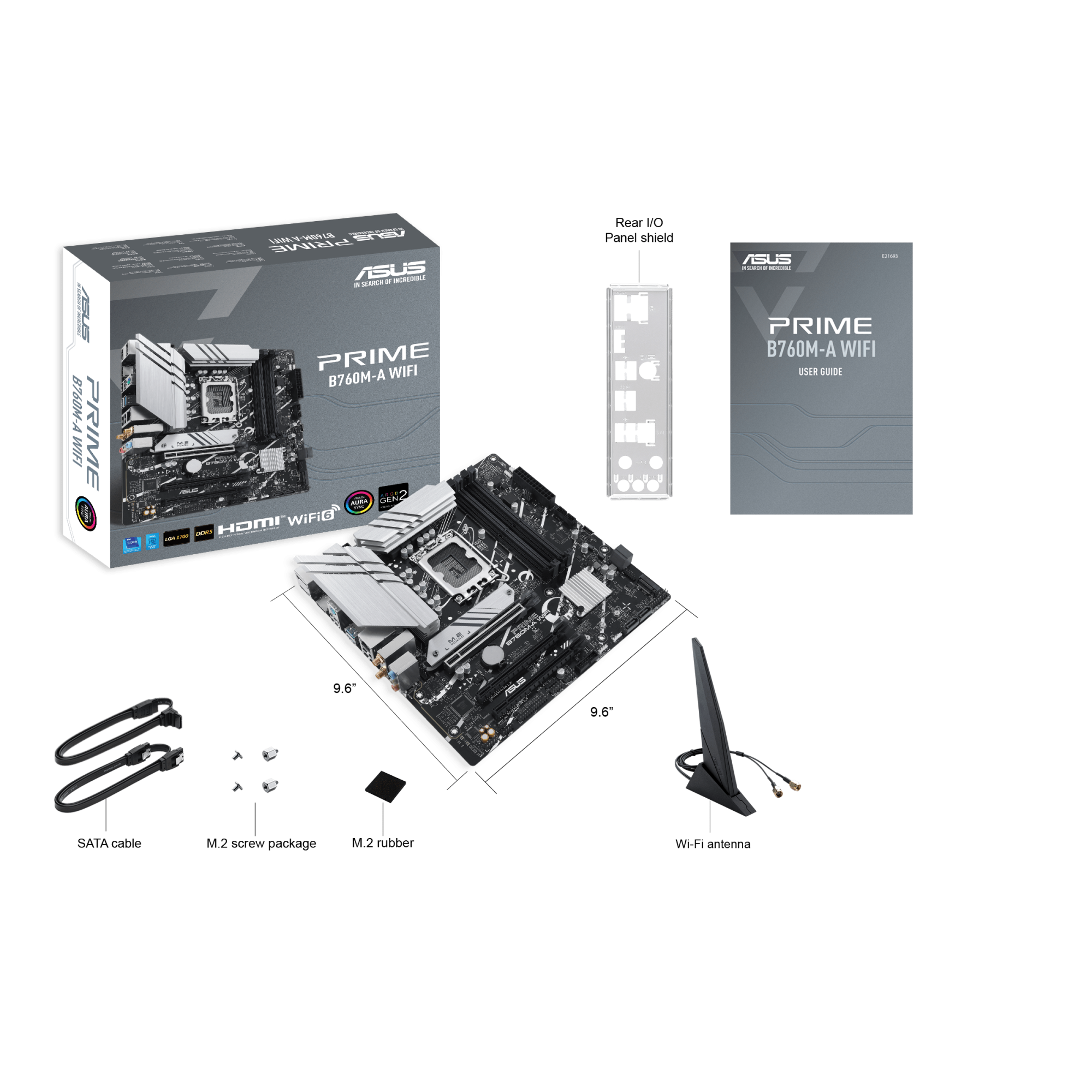 Материнская плата ASUS PRIME B760M-A WIFI, LGA1700 4xDDR5 4xSATA3 2xM.2 RAID 2xHDMI DP mATX