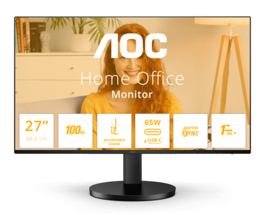 Монитор 27" AOC Q27B3CF2/01 IPS 2560x1440 100Hz 1мс 350кд/м 1300:1 1xHDMI 1x 2xUSB3.2 1xUSB-C 2x2W