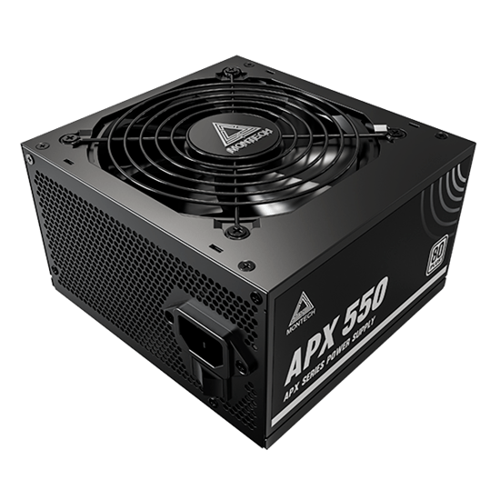 Блок питания Montech  550W, APX 550W, Non Modular, ATX, 80+ WHITE, КПД 90%, Fan 120mm, Черный