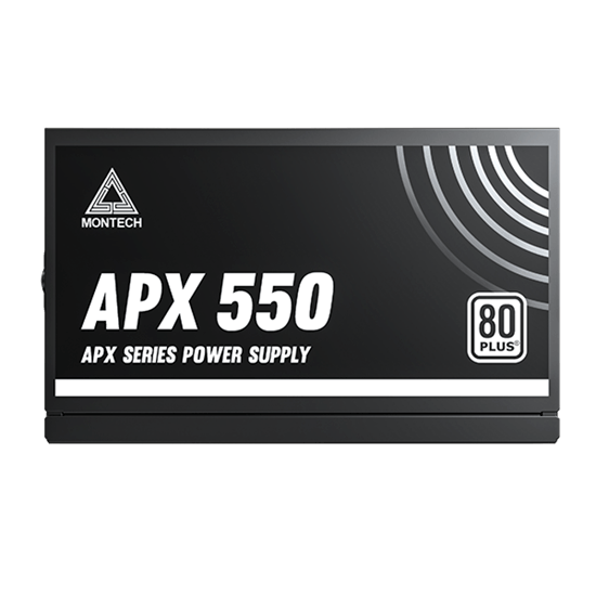 Блок питания Montech  550W, APX 550W, Non Modular, ATX, 80+ WHITE, КПД 90%, Fan 120mm, Черный