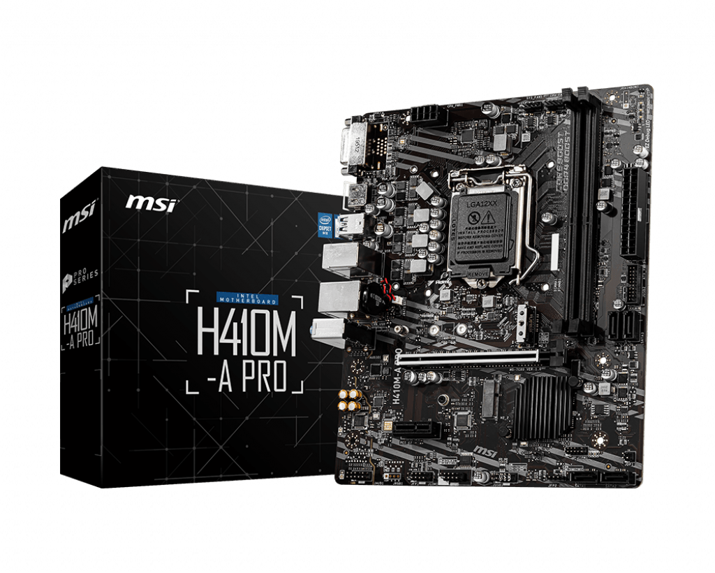 Материнская плата MSI H410M-A PRO LGA1200 iH410 2xDDR4 4xSATA3 2xM.2 DVI HDMI mATX