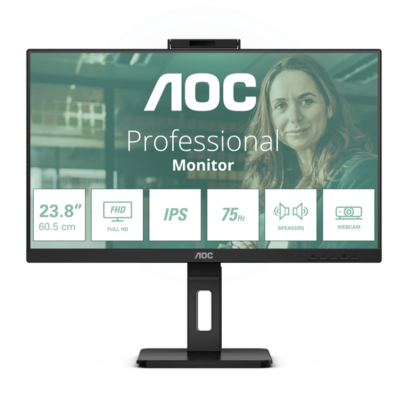 Монитор 23,8" AOC 24P3QW IPS 1920x1080 75Hz 4ms 300cd/m 1000:1 2xHDMI DP 4xUSB 3.2 2x5W WEB Камера