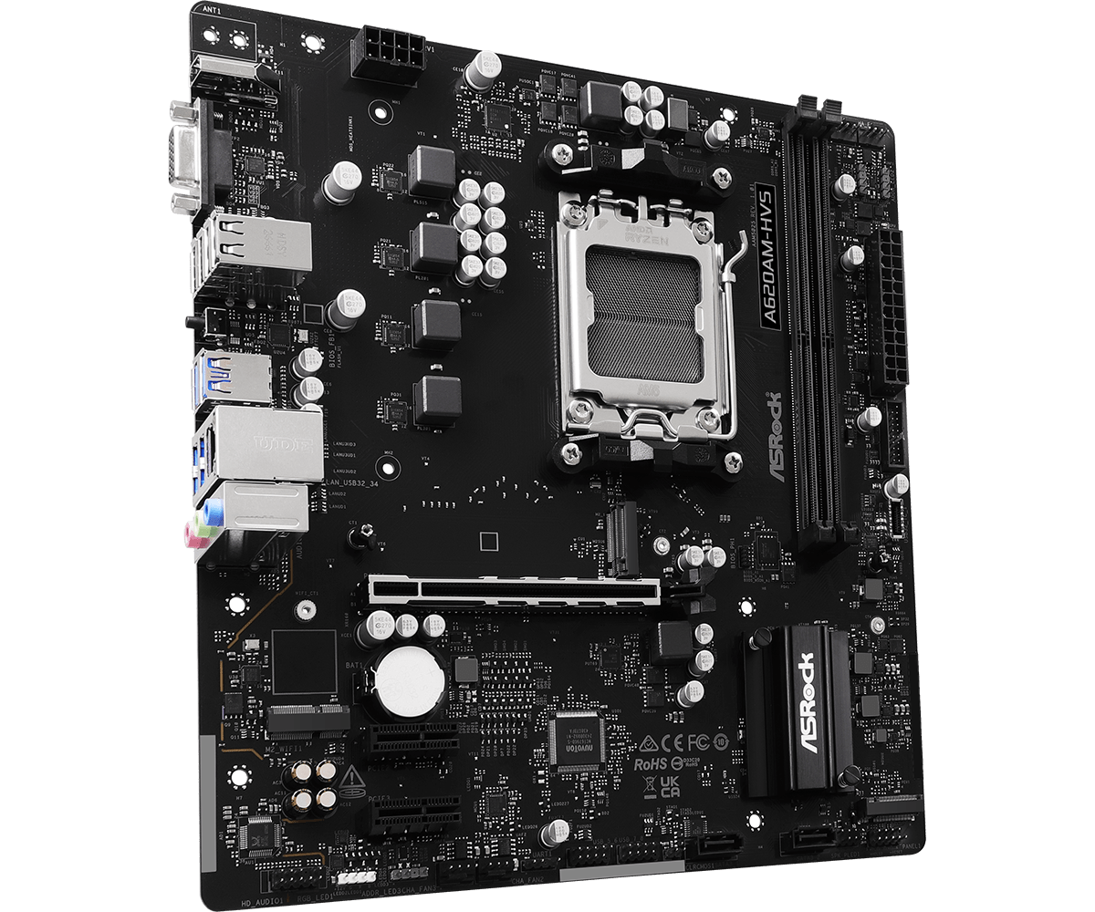 Материнская плата ASRock A620AM-HVS AM5 2xDDR5 2xSATA3 RAID 2xM.2 D-Sub HDMI mATX