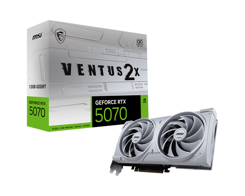 Видеокарта MSI GeForce RTX 5070 12G VENTUS 2X OC WHITE, 12Gb GDDR7 192-bit 1xHDMI 3xDP G5070-12V2CW