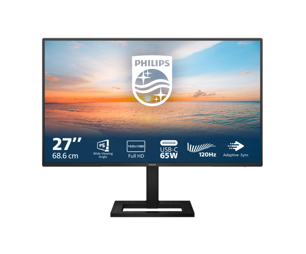 Монитор 27" PHILIPS 27E1N1300AE/01 IPS 1920x1080 100Hz 1мс 250кд/м 1300:1 1xHDMI 1xUSB-C 2x2W Black
