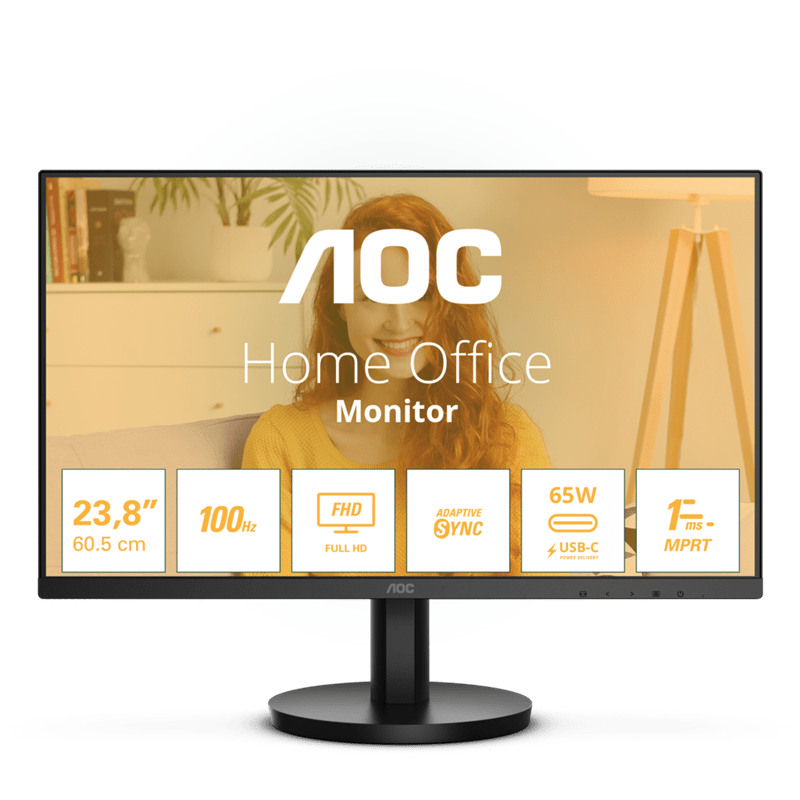 Монитор 23,8" AOC 24B3CA2/01 IPS 1920x1080 100Hz 1мс 250кд/м 1300:1 1xHDMI 1xUSB-C 2x2W Black