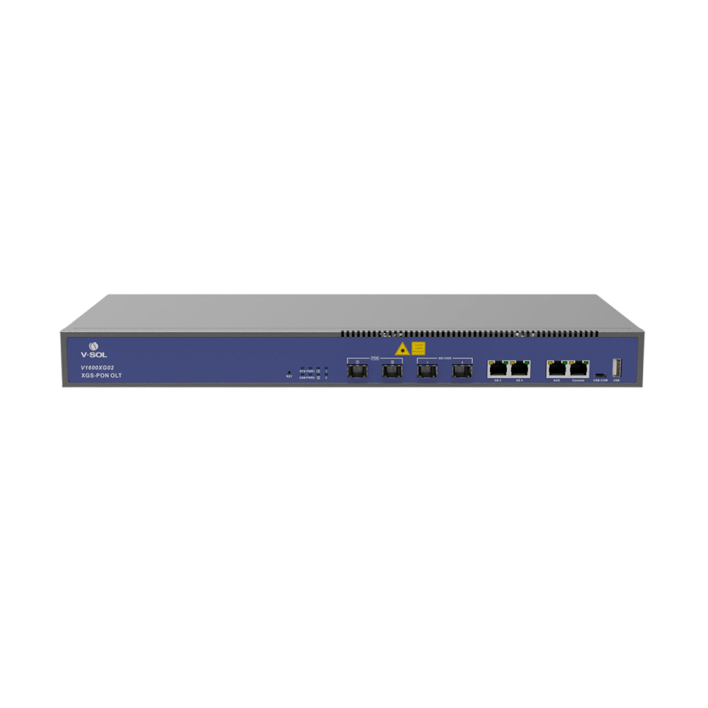 V-SOL V1600XG02 — 2-портовый GPON / XG-PON / XGS-PON OLT (1U, 19", 2× 10G SFP+, 2× GbE)