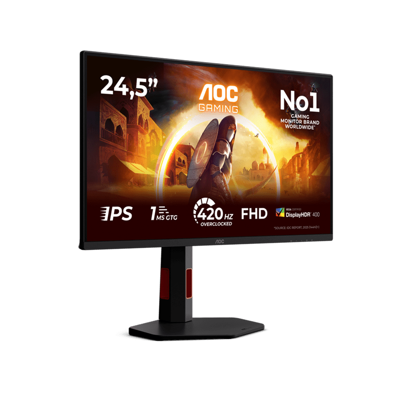 Монитор Игровой 24,5" AOC 25G4KUR Fast IPS 1920x1080 420Hz 1ms 350cd/m 1000:1 2xHDMI 1xDP HAS Черный
