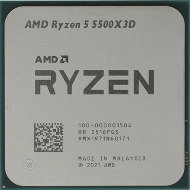 Процессор AMD Ryzen 5 5500X3D 3ГГц (4 ГГц Turbo) AM4 7nm, 6/12, L2 3Mb, L3 96Mb, 105W, OEM
