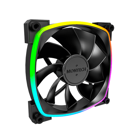 Вентилятор для корпуса Montech RX120 PWM (B) 1x(120x120x25mm)/800-1600RPM/59CFM/27dBA/Reverse Черный