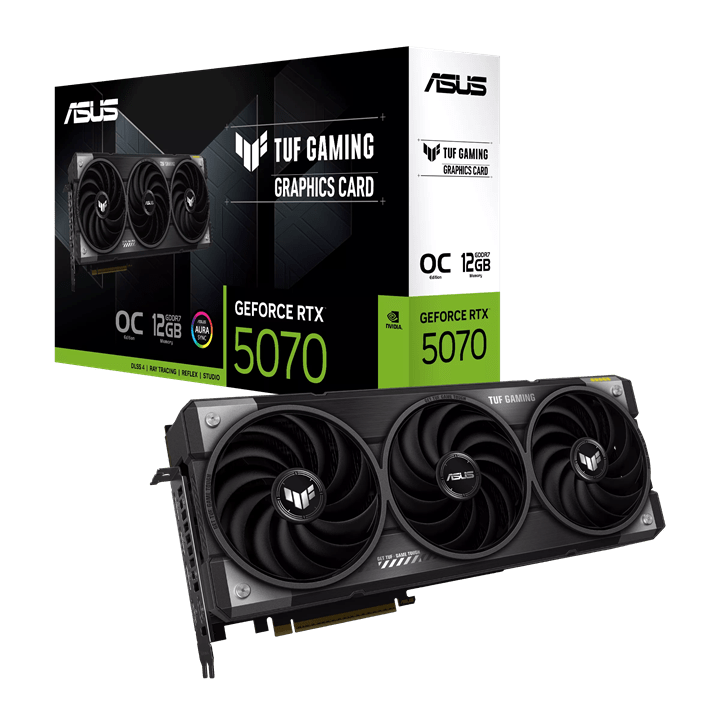 Видеокарта ASUS GeForce RTX 5070 12GB TUF CAMING OC GDDR7 192bit 2HDMI 3DP TUF-RTX5070-O12G-GAMING