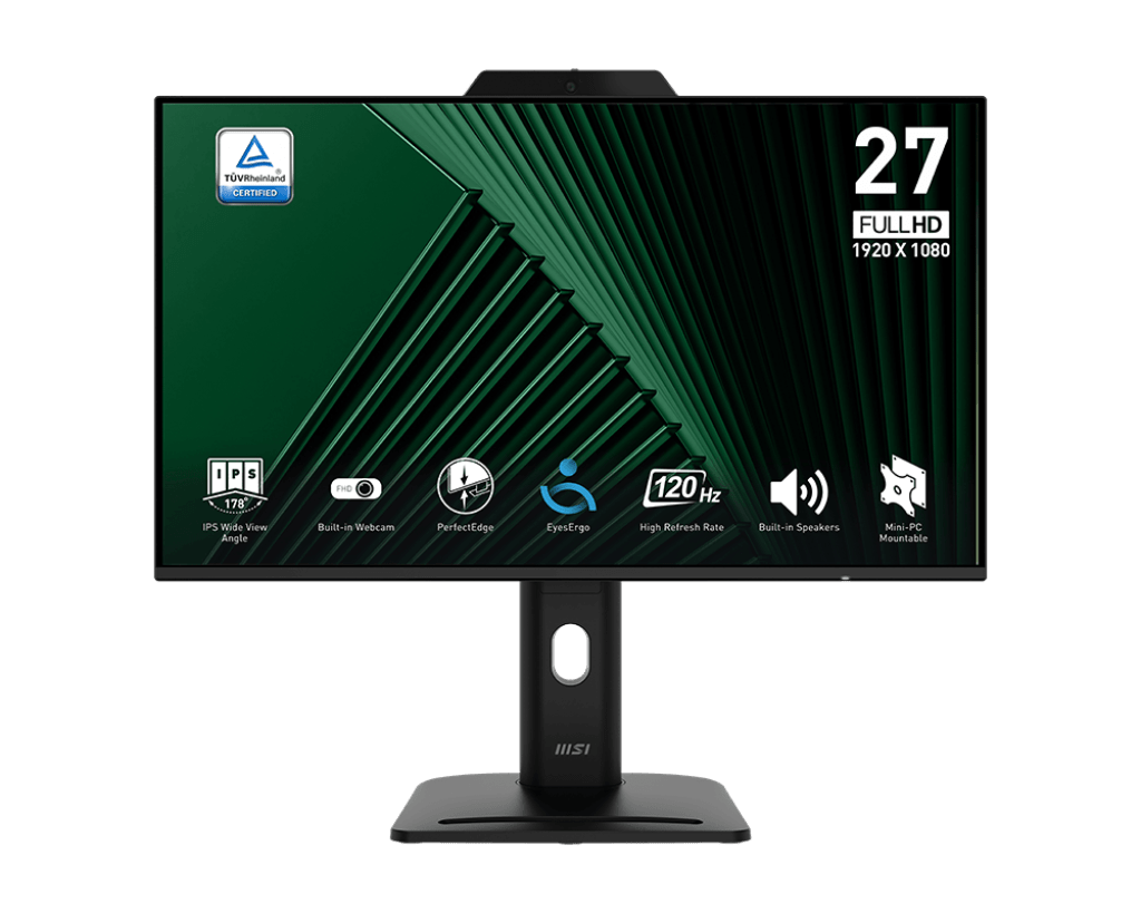 Монитор 27" MSI PRO MP272PMG IPS FHD 120Hz 1ms 300cd/m 1500:1 WEB HDMI VGA DP 3xUSB 2x2W HAS Черный