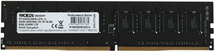 Оперативная память  8Gb DDR4 2666MHz AMD Radeon R7 Performance CL16 PC4-21300 288pin R748G2606U2S-U