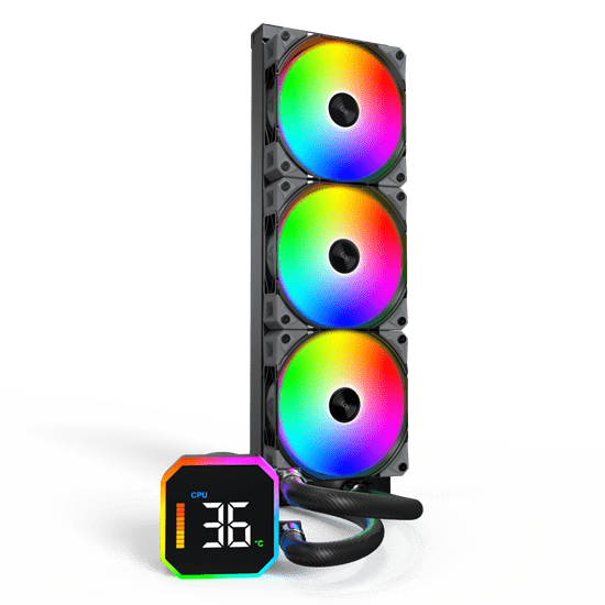 Водяное охлаждение для CPU Montech HyperFlow Digital 360 (B) TDP 350W 3x120 115x-1851/AM3-AM5 Black