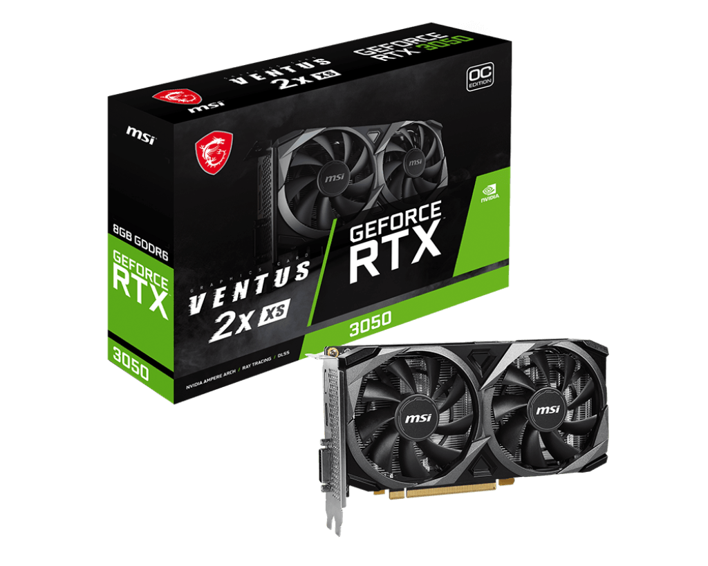 Видеокарта MSI GeForce RTX 3050 VENTUS 2X XS 8G OC, 8G GDDR6 DVI HDMI DP RTX 3050 VENTUS 2X XS 8G OC