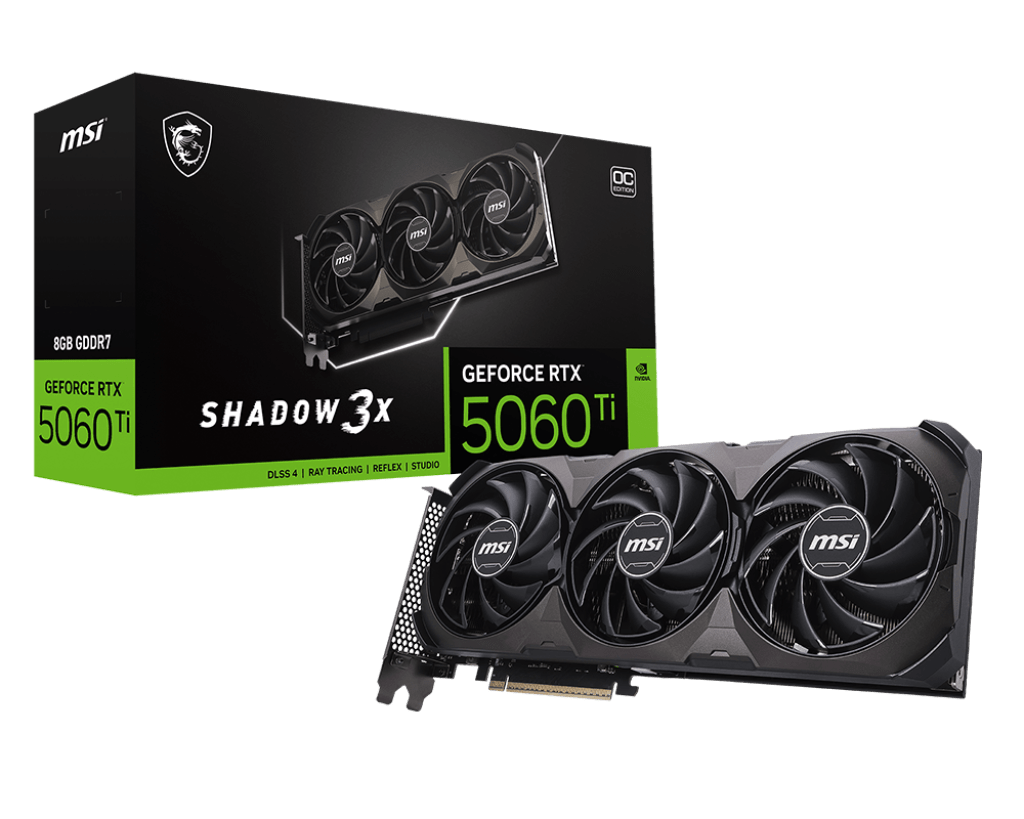 Видеокарта MSI GeForce RTX 5060 Ti 8G SHADOW 3X OC CLASSIC, 8Gb GDDR7 128-bit HDMI 3xDP G506T-8S3CA