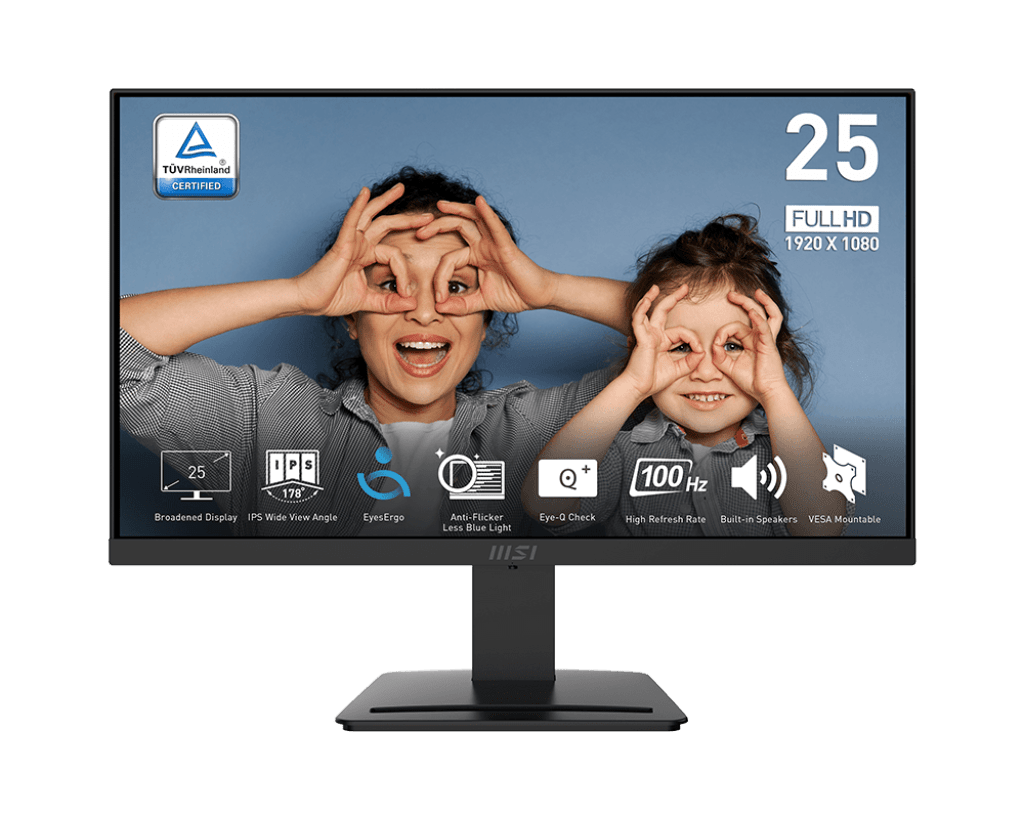 Монитор 24,5" MSI PRO MP253 IPS 1920x1080 100Hz 1ms 300cd/m 1000:1 1xD-Sub 1xHDMI 1xDP 2x3W Черный