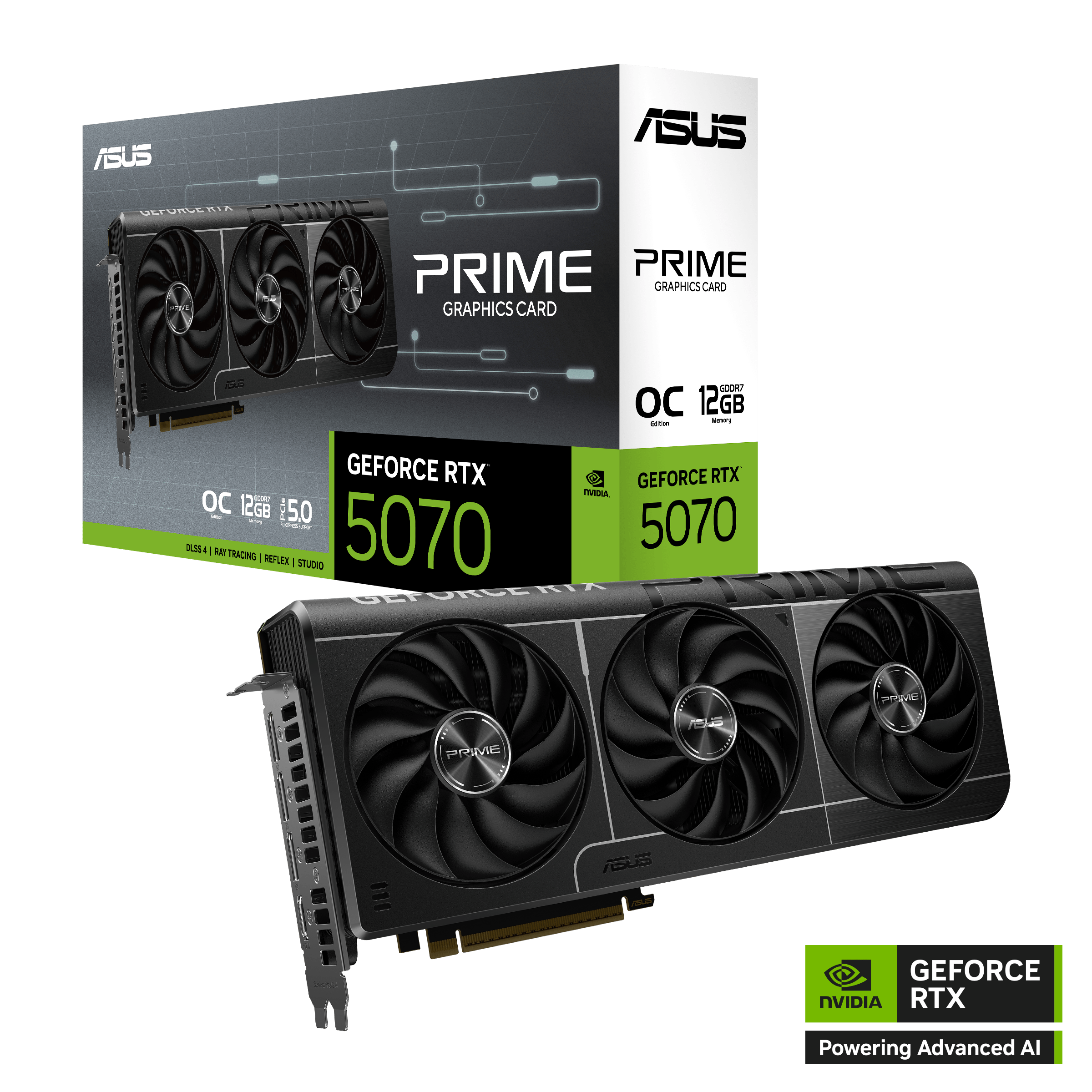 Видеокарта ASUS GeForce RTX 5070 12Gb PRIME OC Edition GDDR7 192-bit 1xHDMI 3xDP PRIME-RTX5070-O12G