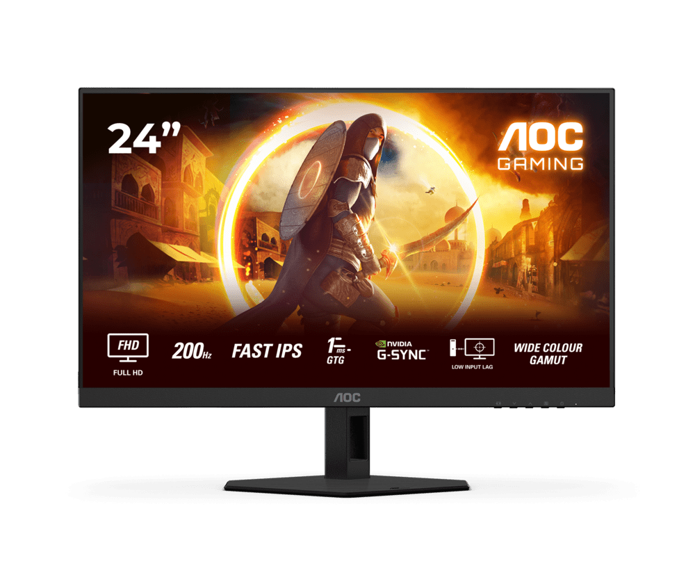 Монитор Игровой 23,8" AOC 24G4HRE/01 IPS 1920x1080 200Hz 0.5ms 300cd/m 1000:1 2xHDMI DP 2x2W Черный