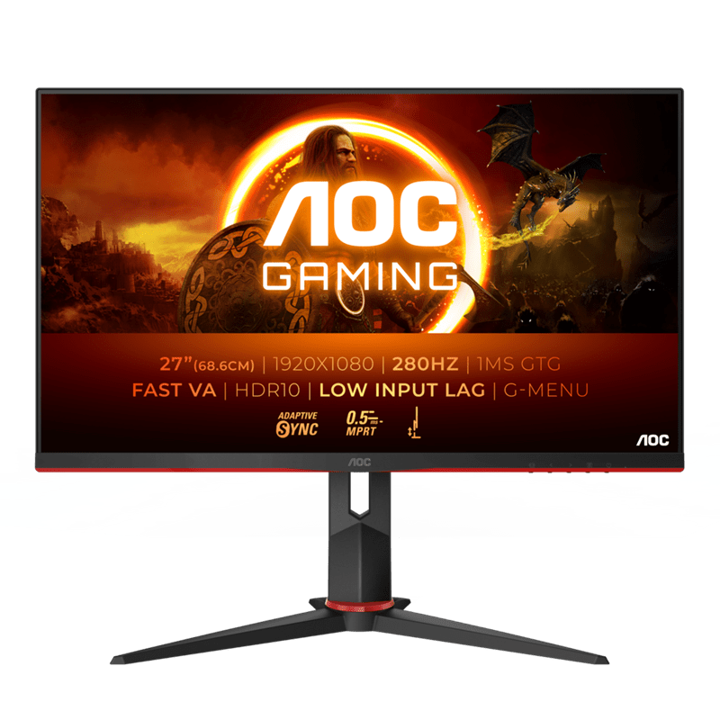 Монитор Игровой 27" AOC 27G2ZN3/BK/01 Fast VA 1920x1080 280Hz 0.5ms 300cd/m 4000:1 2xHDMI 1xDP Black