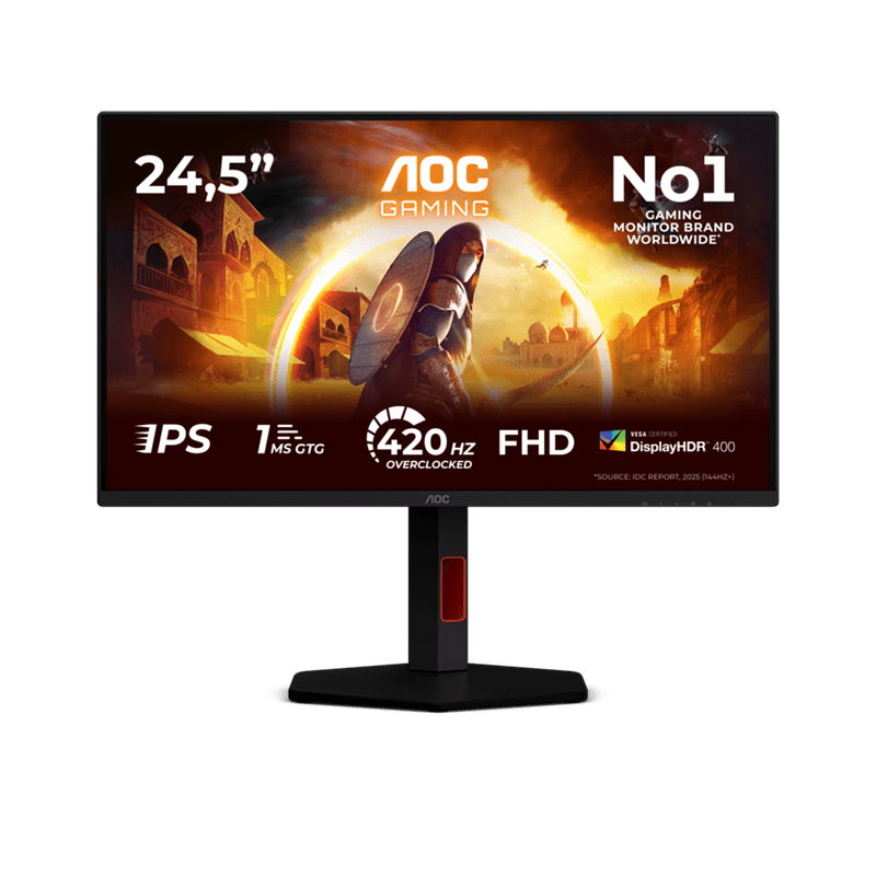Монитор Игровой 24,5" AOC 25G4KUR Fast IPS 1920x1080 420Hz 1ms 350cd/m 1000:1 2xHDMI 1xDP HAS Черный