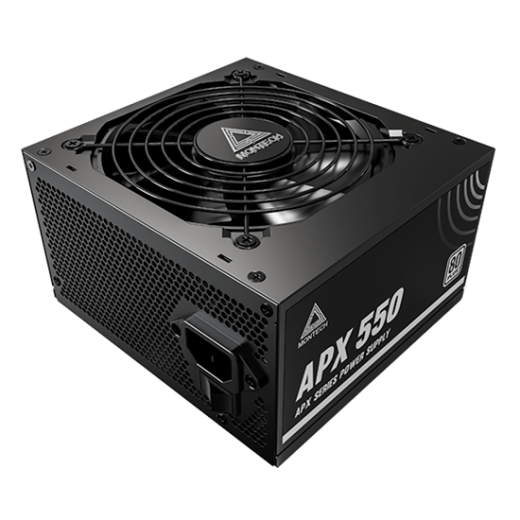 Блок питания Montech  550W, APX 550W, Non Modular, ATX, 80+ WHITE, КПД 90%, Fan 120mm, Черный