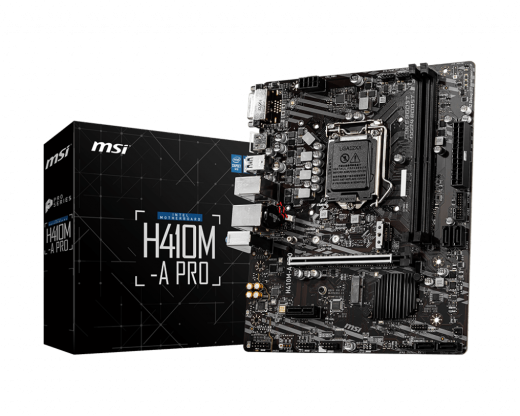 Материнская плата MSI H410M-A PRO LGA1200 iH410 2xDDR4 4xSATA3 2xM.2 DVI HDMI mATX