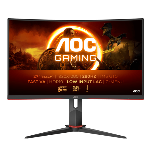 Монитор Игровой 27" AOC C27G2Z3/BK/01 VA 1920x1080 1500R 280Hz 1мс 300кд/м 3000:1 2xHDMI 1xDP Black