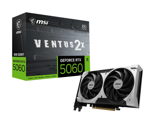Видеокарта MSI GeForce RTX 5060 8G VENTUS 2X OC V1, 8Gb GDDR7 128bit 1xHDMI 3xDP G5060-8V2CV1