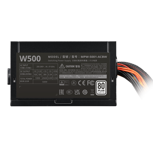 Блок питания CoolerMaster  500W, Elite NEX White W500, Non Modular, >85%, Черный, MPW-5001-ACBW-BEU