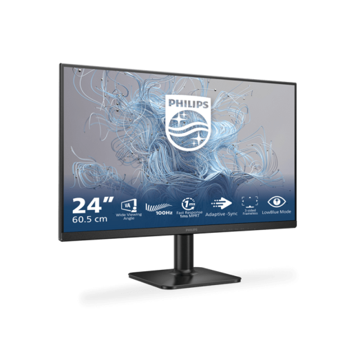 Монитор 23,8" PHILIPS 24E2N1100LB/01 VA 1920x1080 100Hz 1мс 250кд/м 4000:1 1xHDMI 1xVGA Черный