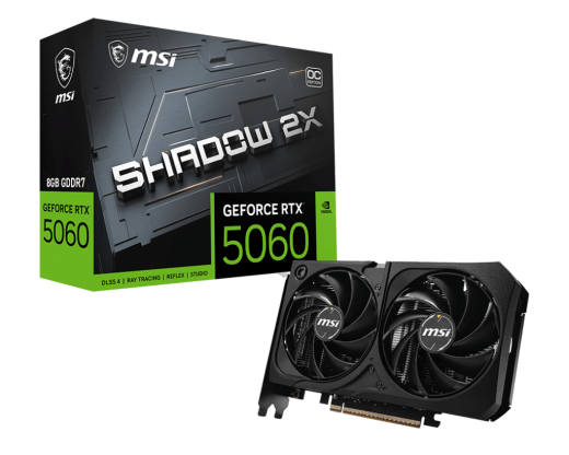 Видеокарта MSI GeForce RTX 5060 8G SHADOW 2X OC MAX, 8Gb GDDR7 128-bit 1xHDMI 3xDP G5060-8S2CM