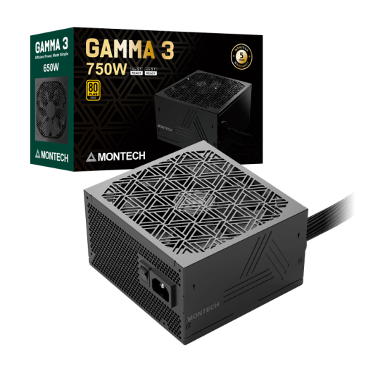 Блок питания Montech  750W, GAMMA 3 750W, Non Modular, ATX, 80+ GOLD, КПД 92%, Fan 135mm, Черный