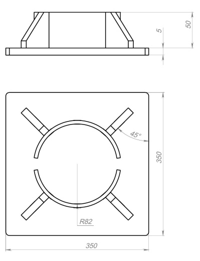 Оголовок сваи 350х350х5 (покрытие - грунт-краска Акромед)