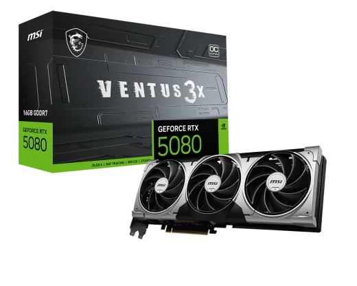 Видеокарта MSI GeForce RTX 5080 16G VENTUS 3X OC, 16G GDDR7, 256bit 1xHDMI 3xDP (G5080-16V3C)