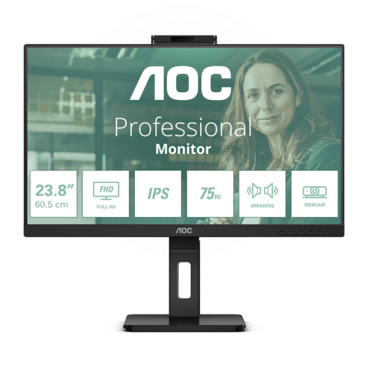 Монитор 23,8" AOC 24P3QW IPS 1920x1080 75Hz 4ms 300cd/m 1000:1 2xHDMI DP 4xUSB 3.2 2x5W WEB Камера