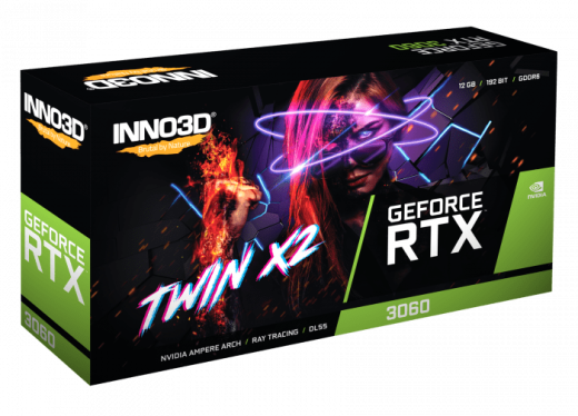 Видеокарта Inno3D GeForce RTX3060 12G Twin X2 GDDR6 192-bit HDMI 3xDP N30602-12D6-119032AH