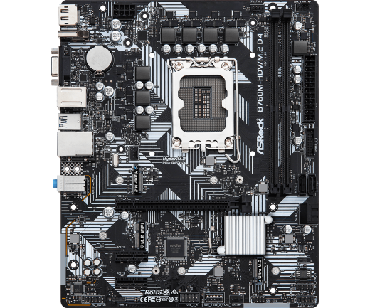 Материнская плата ASRock B760M-HDV/M.2 D4 LGA1700 2xDDR4 4xSATA RAID M.2 VGA HDMI DP mATX