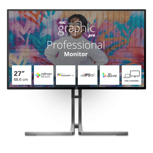 Монитор 27" AOC U27U3CV NanoIPS 3840x2160 60Hz 4ms 400cd/m 1300:1 2xHDMI 1xDP 4xUSB3.2 SP 3Wx2 Black