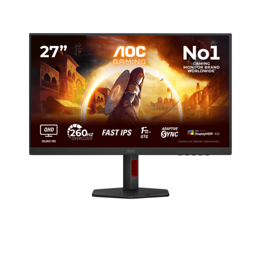Монитор Игровой 27" AOC 27G4ZR/01 IPS 1920x1080 260Hz 1ms 300cd/m2 1000:1 2xHDMI DP HAS 2x2W Черный