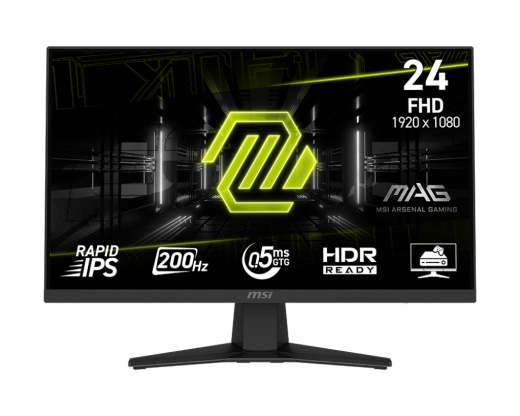 Монитор 23,8" MSI MAG 244F Rapid IPS 1920x1080 200Hz 0.5ms 300cd/m 1000:1 HDR DP HDMI Черный