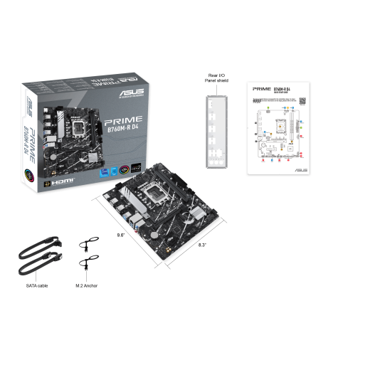 Материнская плата ASUS PRIME B760M-R D4, LGA1700 2xDDR4 4xSATA3 2xM.2 RAID 1xHDMI mATX