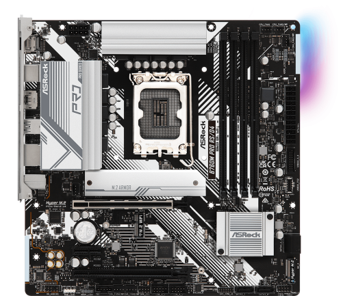 Материнская плата ASRock B760M PRO RS/D4 LGA1700 4xDDR4 4xSATA RAID 2xM.2 HDMI DP mATX