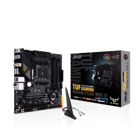 Материнская плата ASUS TUF GAMING B550M-PLUS WIFI II AM4 4xDDR4 4xSATA3 RAID 2xM.2 HDMI DP mATX