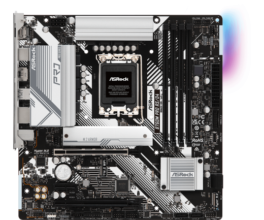 Материнская плата ASRock B760M PRO RS/D4 LGA1700 4xDDR4 4xSATA RAID 2xM.2 HDMI DP mATX