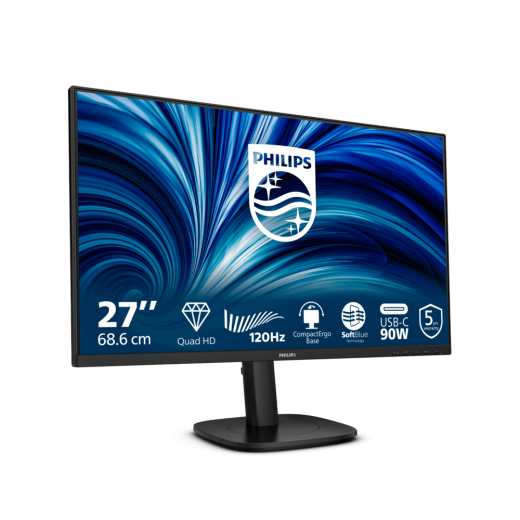Монитор 27" PHILIPS 27B2U3601/00 IPS 2560x1440 120Hz 4ms 350cd/m2 1500:1 1xHDMI 1xDP 1xUSB-C 2x2W