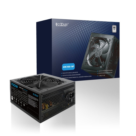 Блок питания PCCooler  700W, HW700-NP, Non Modular, 80+, КПД ≥80%, ATX, Fan 120mm, Черный, HW700-NP