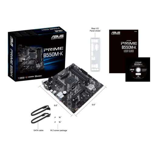 Материнская плата ASUS PRIME B550M-K  AM4 4xDDR4 4xSATA3 RAID 2xM.2 DVI-D D-Sub HDMI mATX
