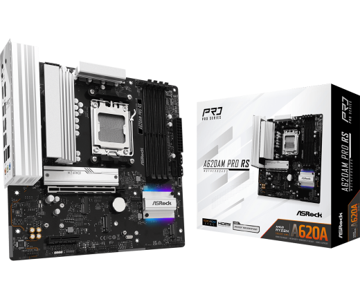 Материнская плата ASRock A620AM PRO RS AM5 4xDDR5 2xSATA3 RAID 3xM.2 Type-C HDMI DP mATX