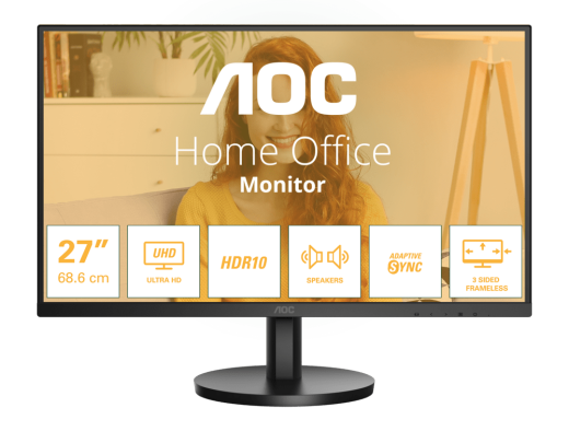 Монитор 27" AOC U27B3A/01/00 IPS 3840x2160 60Hz 4ms 350cd/m 1000:1 2xHDMI 1xDP SP 2Wx2 Black